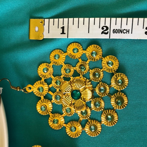 Gold/Turquoise Earrings - Picture 2 of 2